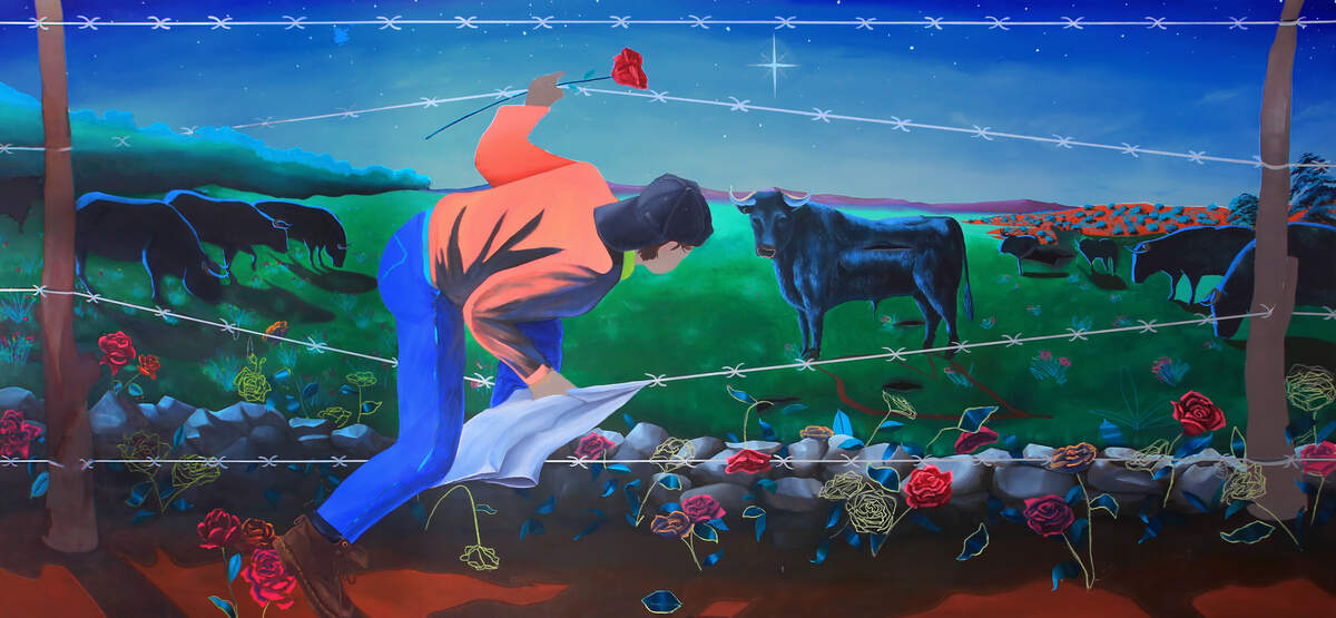 Ana Segovia’s painting, “Huapango Torero, 2020,” is part of the show, “Nothing Is Linear: Relations Across Latin America and Its Diasporas in the Jorge M. Pérez Collection,” at El Espacio 23 through Aug. 14, 2027.